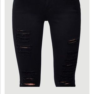 Frame skinny black mid-rise ripped jeans
